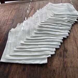 Set Of 20 White Linen Napkins with Border Inlay